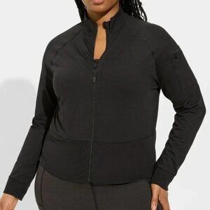 Torrid Womens Super Soft Black Performance Jersey Knit Funnel Neck Zip Jacket 1X